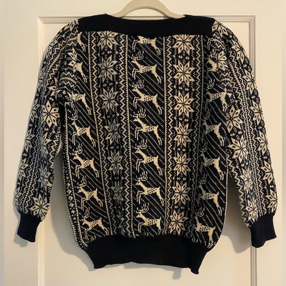 Super Rare VTG Kenzo Paris Wool Nordic Pattern Luxury Designer Sweater Navy Blue